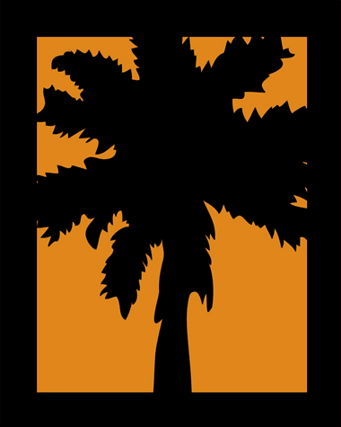 Mirage bar palmtree logo orange background