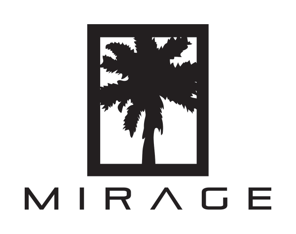 Mirage sports bar palm tree logo black and white